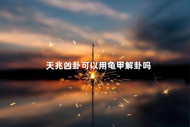 天兆凶卦可以用龟甲解卦吗